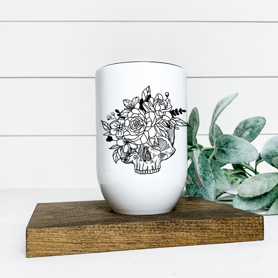 FLORAL SKULL WINE TUMBLER Harlow Boutique Official Online Store