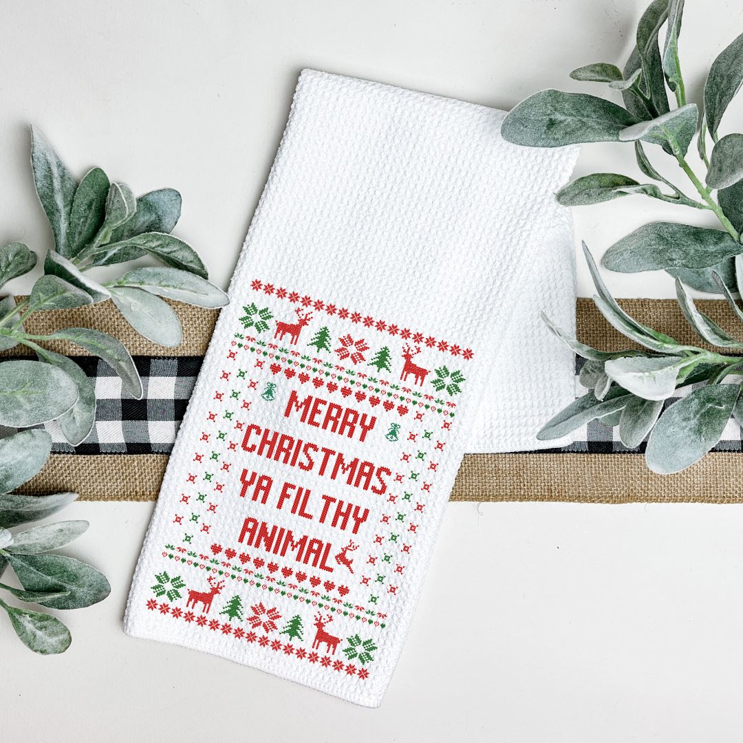 MERRY CHRISTMAS YA FILTHY ANIMAL TEA TOWEL Harlow Boutique Official Online Store