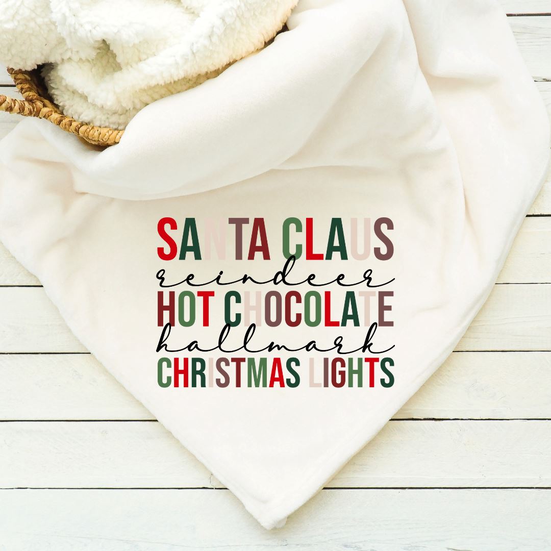 Santa Claus Reindeer Hot Chocolate Christmas Lights Blanket Blankets Harlow Boutique Official Online Store
