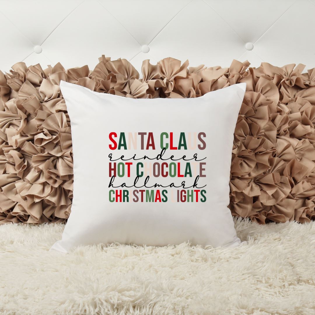 SANTA CLAUS REINDEER HOT CHOCOLATE CHRISTMAS LIGHTS PILLOW Harlow Boutique Official Online Store