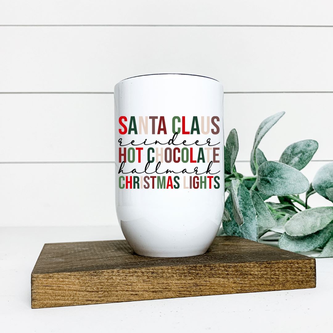 SANTA CLAUS REINDEER HOT CHOCOLATE CHRISTMAS LIGHTS WINE TUMBLER Harlow Boutique Official Online Store