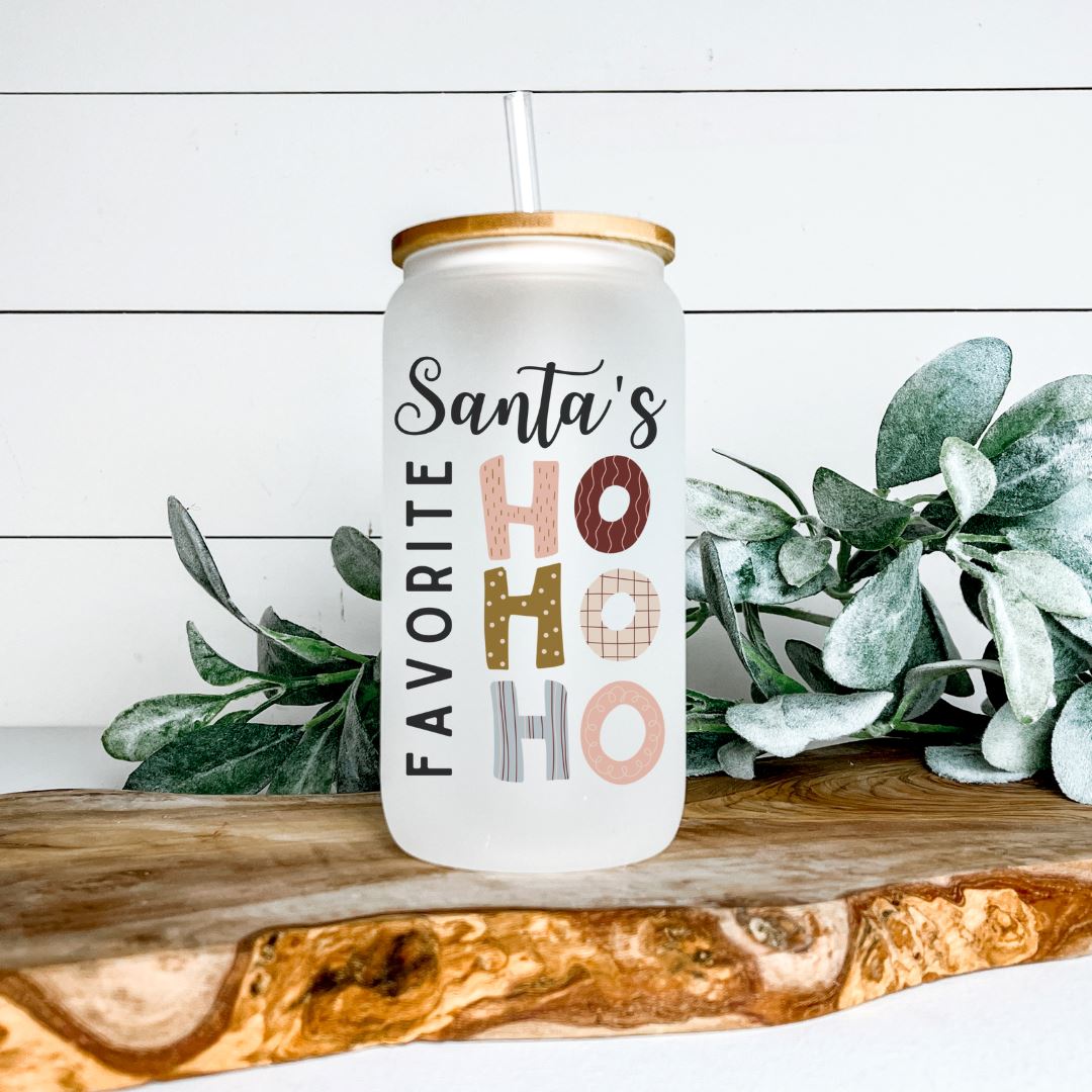 SANTAS FAVORITE HO HO HO GLASS JAR TUMBLER Harlow Boutique Official Online Store