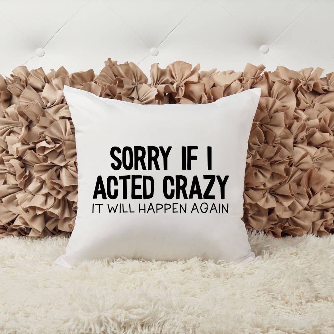 SORRY IF I ACTED CRAZY IT WILL HAPPEN AGAIN PILLOW Harlow Boutique Official Online Store