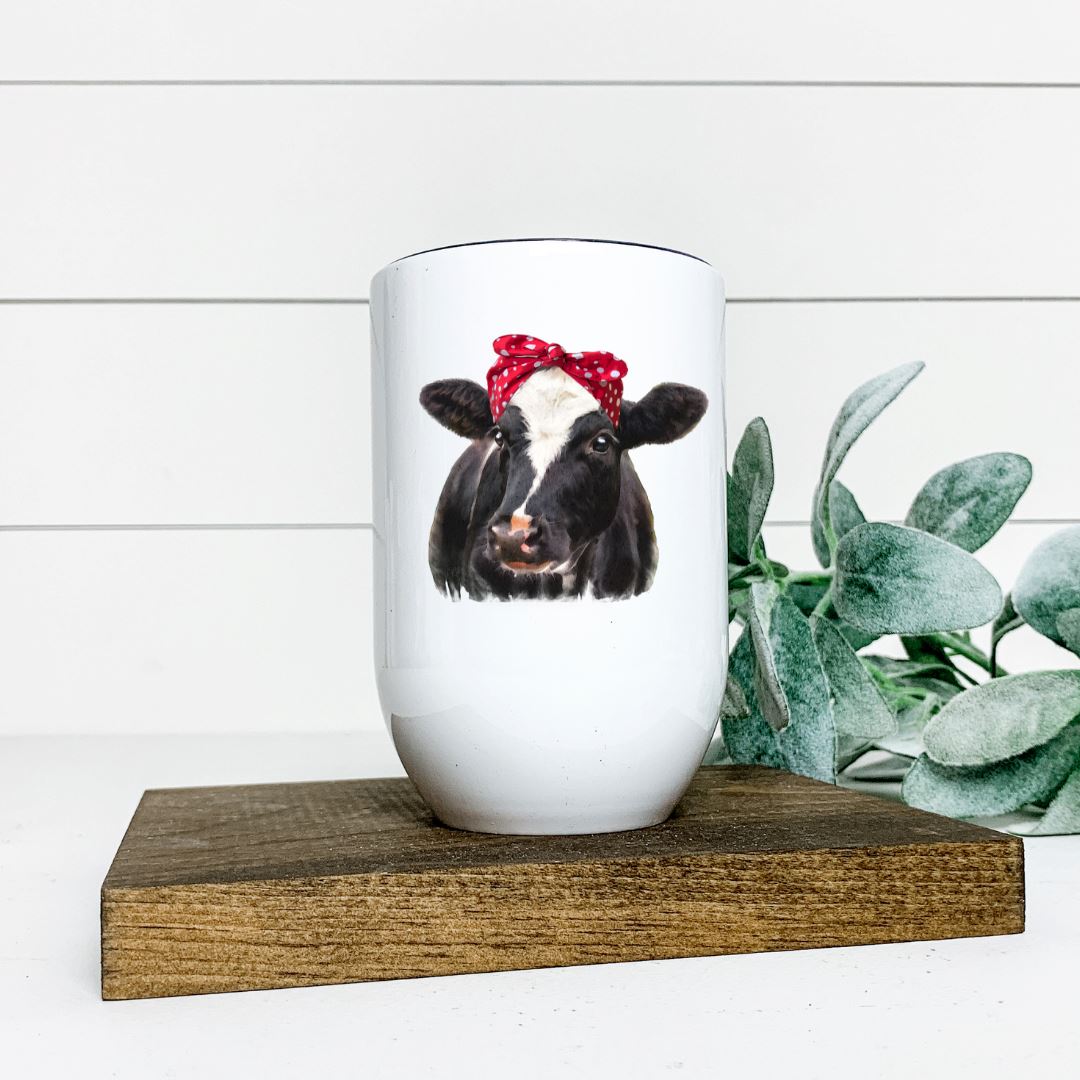 COW WITH BANDANA WINE TUMBLER Harlow Boutique Official Online Store