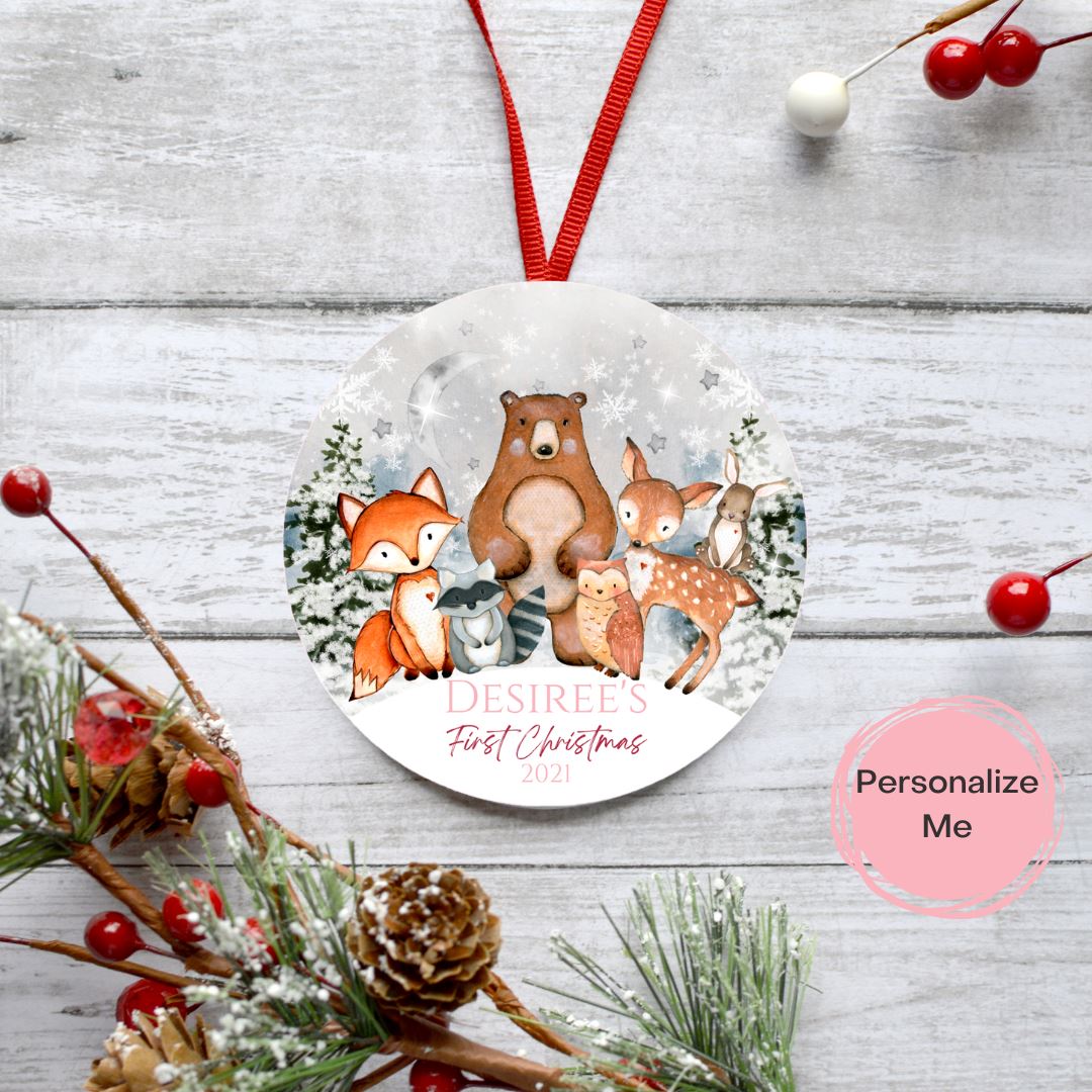 FIRST CHRISTMAS GIRL FOREST ANIMALS ORNAMENT Harlow Boutique Official Online Store