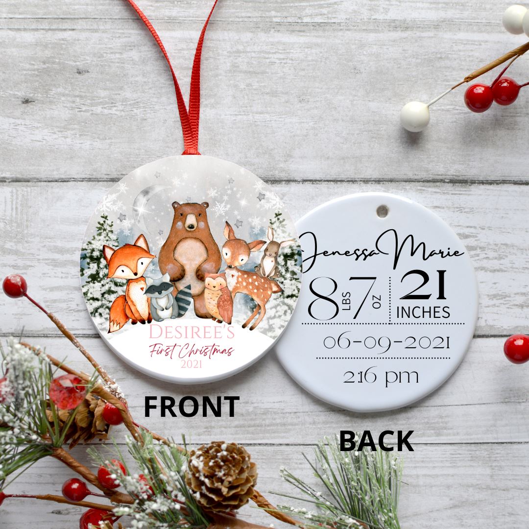 FIRST CHRISTMAS GIRL FOREST ANIMALS ORNAMENT Harlow Boutique Official Online Store