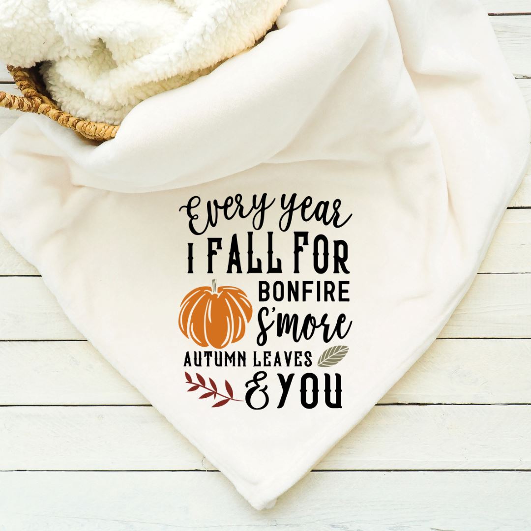 Every Year I Fall For Bonfire Smore Autumn Leaves And You Blanket Blankets Harlow Boutique Official Online Store