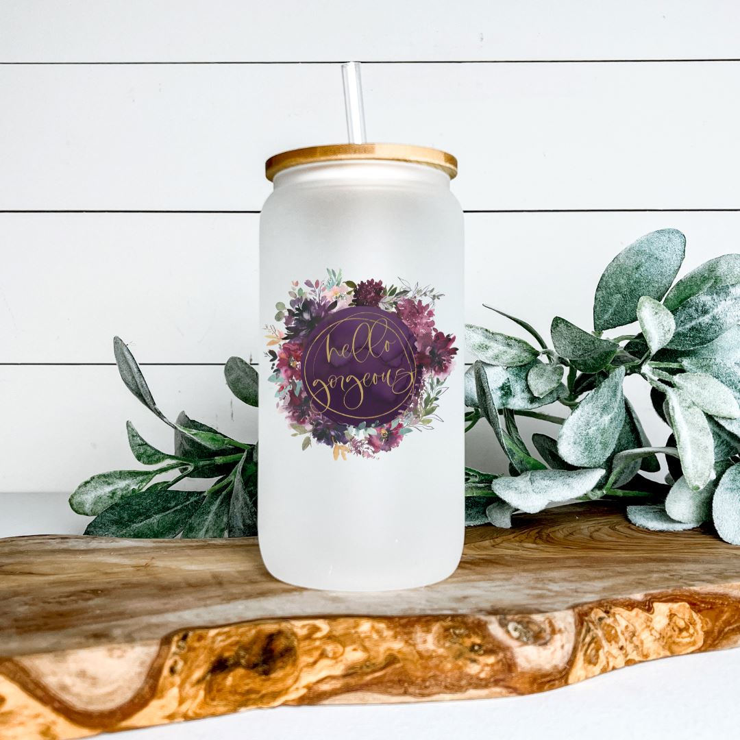 HELLO GORGEOUS FROSTED GLASS JAR TUMBLER Harlow Boutique Official Online Store