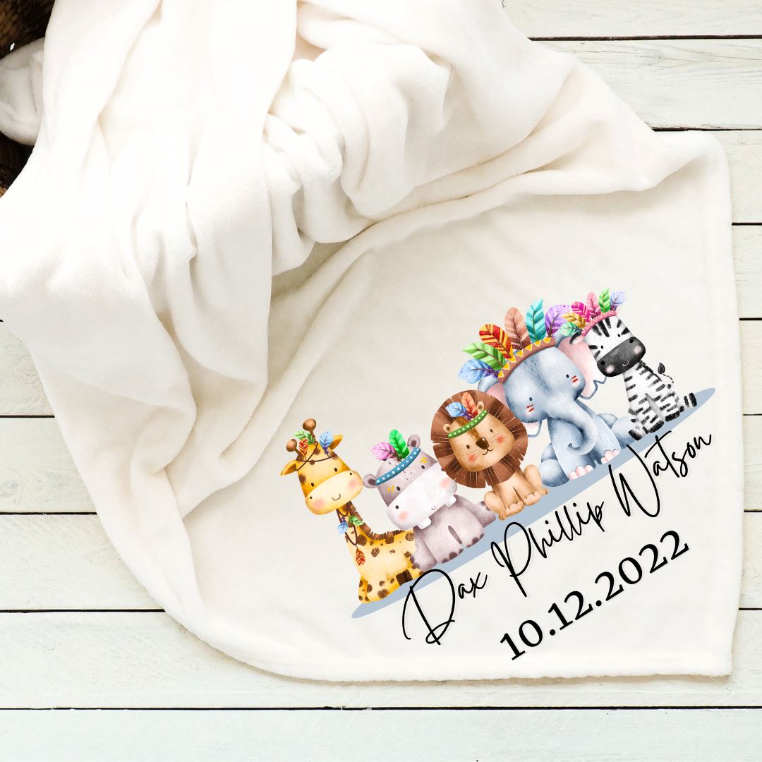 Safari Animals Feathers Baby Blanket Blankets Harlow Boutique Official Online Store