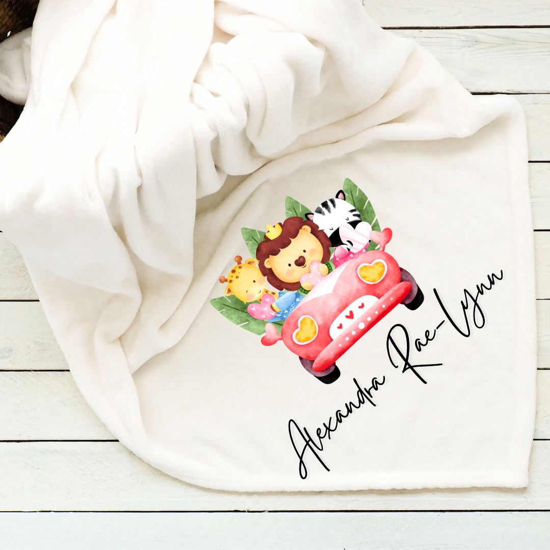 Safari Animals Pink Car Baby Blanket Blankets Harlow Boutique Official Online Store