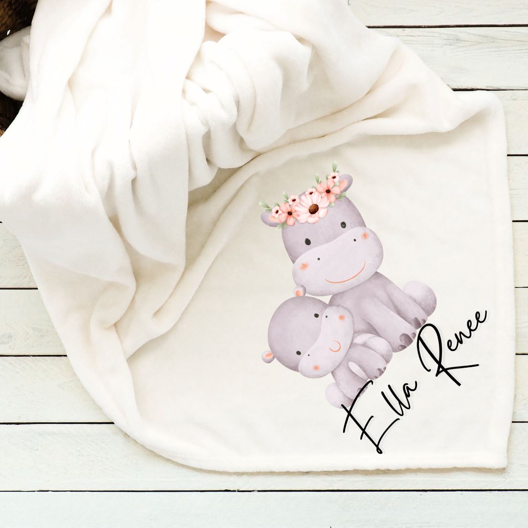 Hippo Floral Baby Blanket Blankets Harlow Boutique Official Online Store