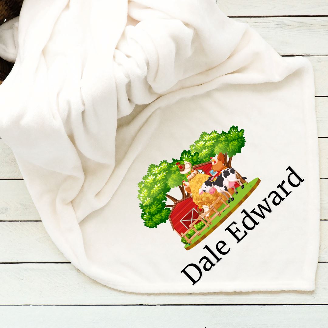 Farm Animals with Barn Baby Blanket Blankets Harlow Boutique Official Online Store