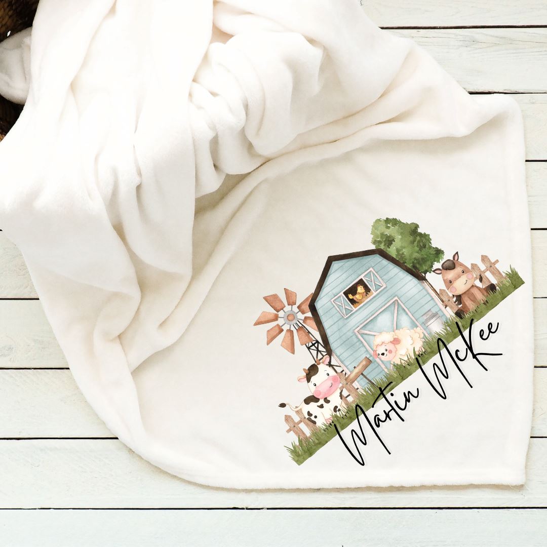 Barn Blue Baby Blanket Blankets Harlow Boutique Official Online Store