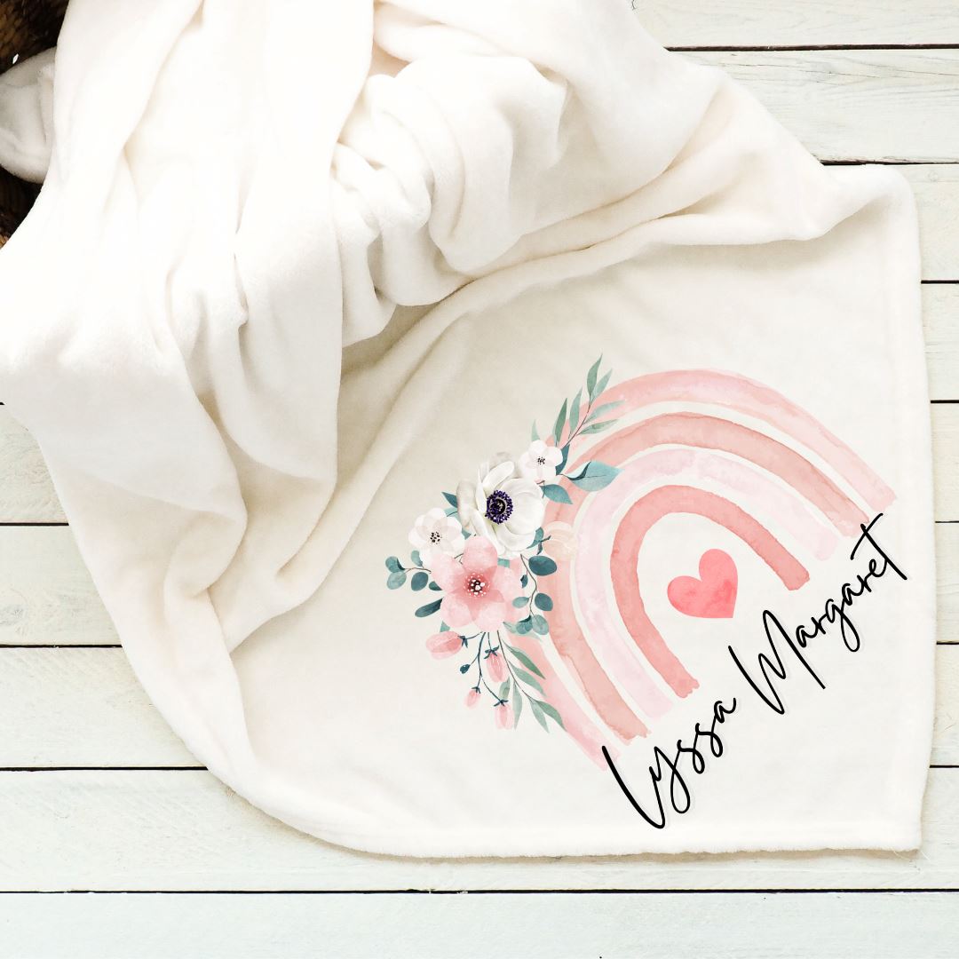 Rainbow Pink Floral Baby Blanket Blankets Harlow Boutique Official Online Store