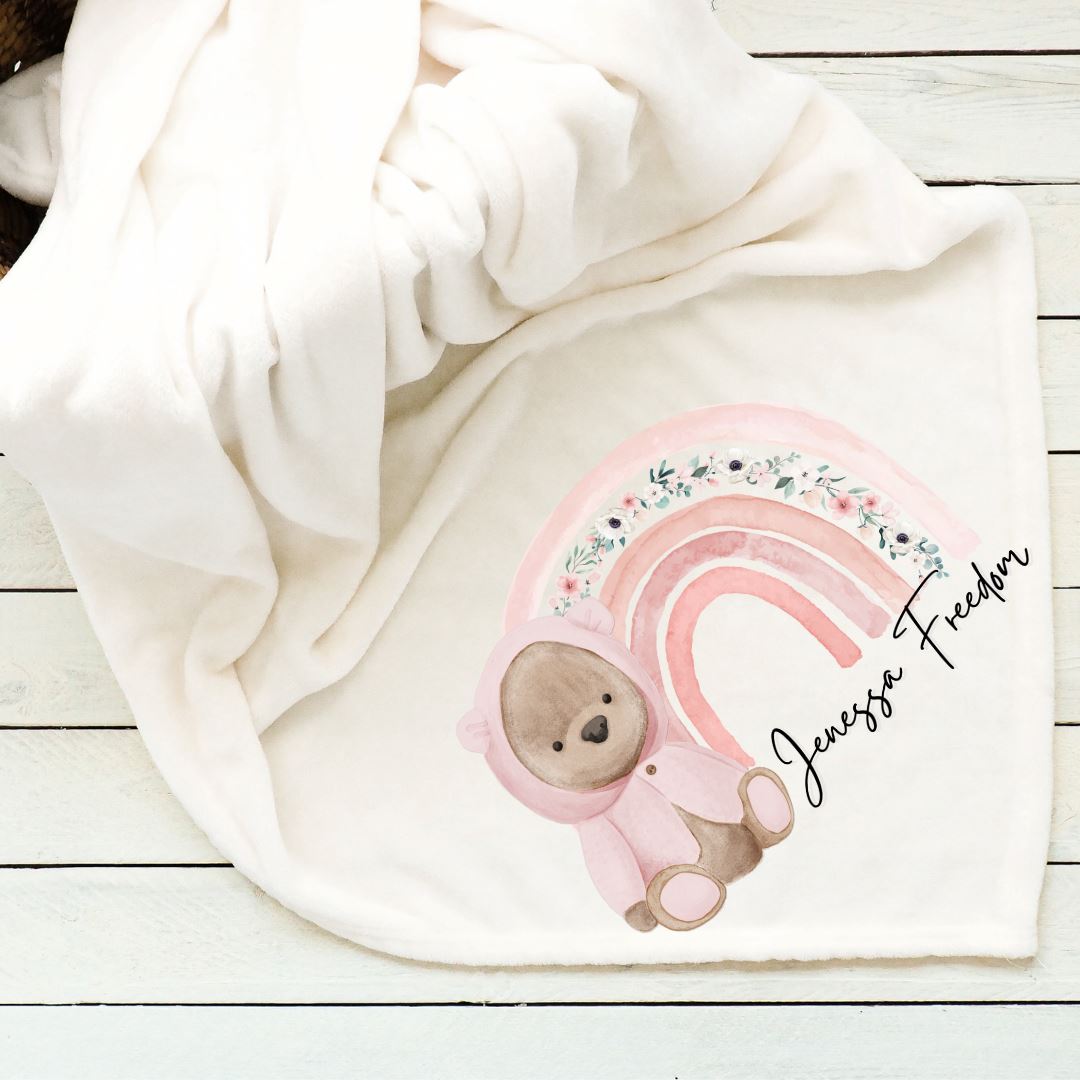 Rainbow Pink Bear Baby Blanket Blankets Harlow Boutique Official Online Store