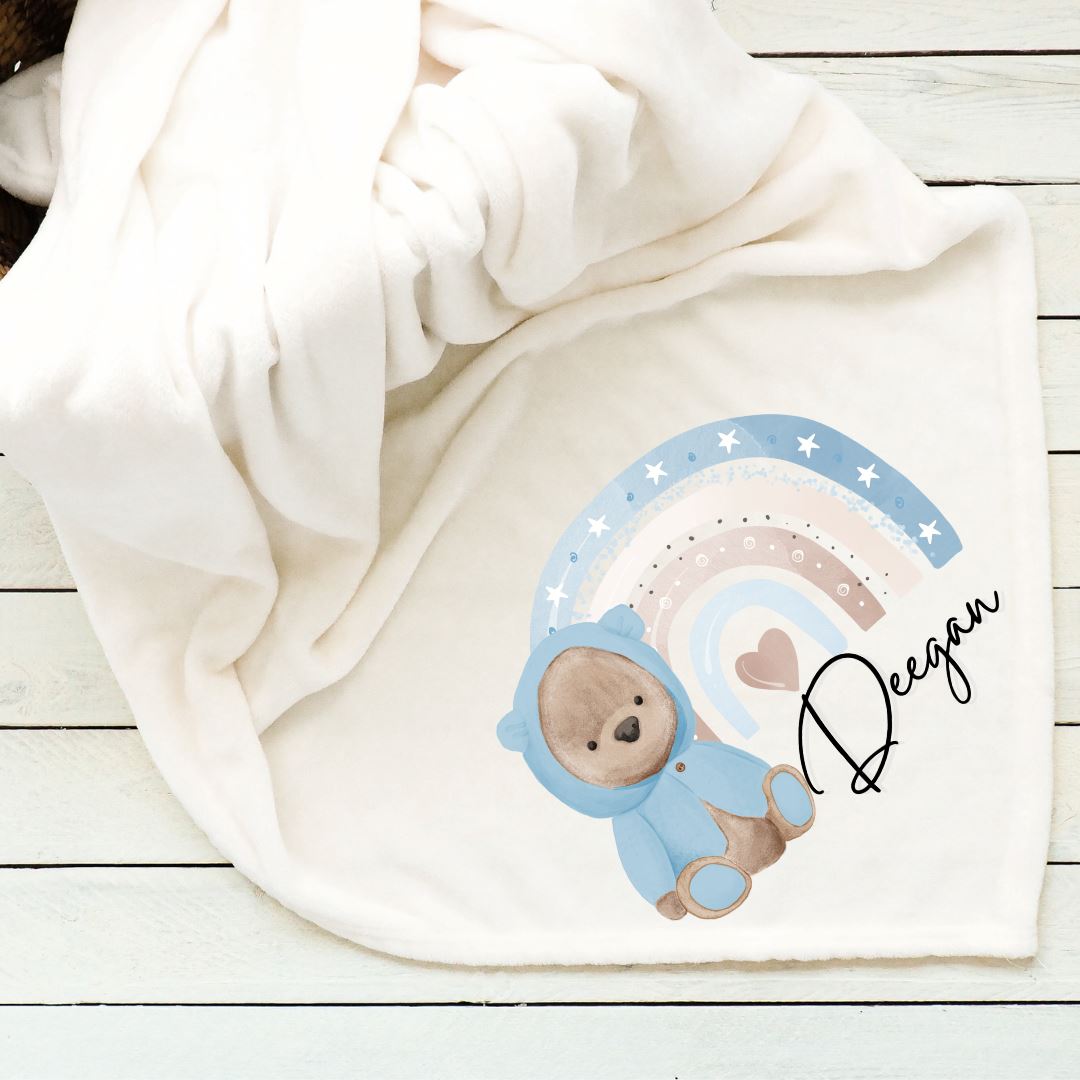 Rainbow Blue Bear Baby Blanket Blankets Harlow Boutique Official Online Store