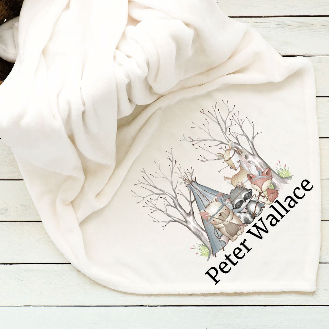 Woodland Animals Camping Baby Blanket Blankets Harlow Boutique Official Online Store
