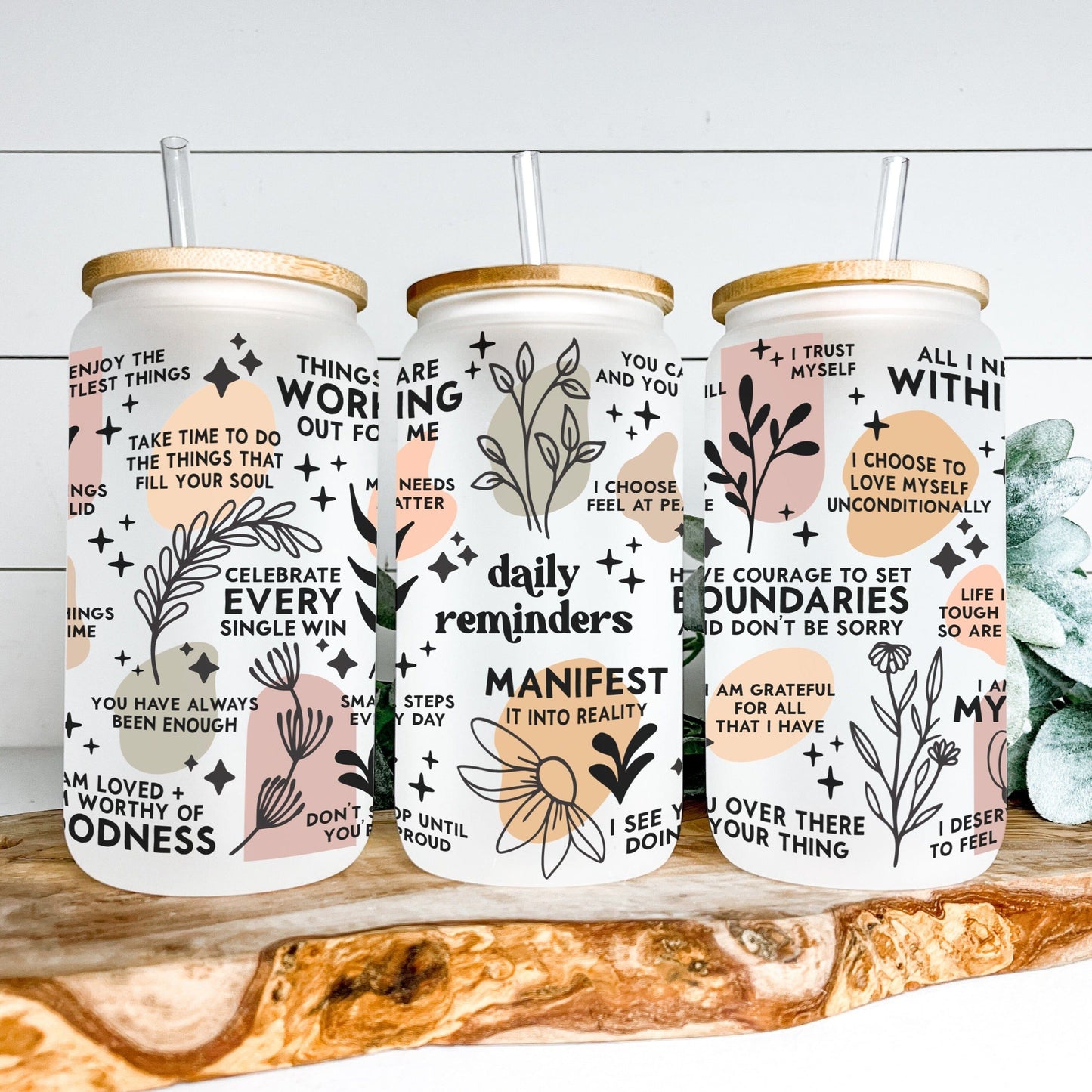 DAILY REMINDERS - VERSION 2 GLASS JAR TUMBLER Harlow Boutique Official Online Store