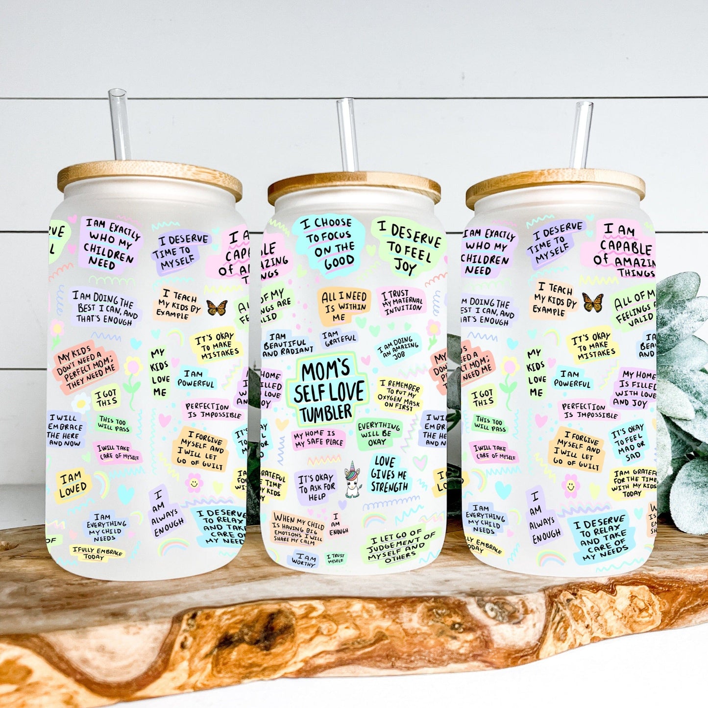 MOM SELF LOVE GLASS JAR TUMBLER Harlow Boutique Official Online Store
