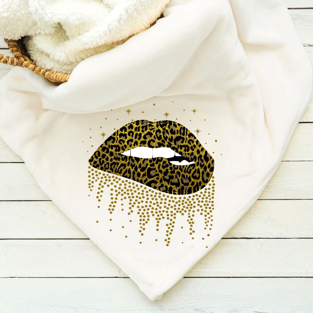 Leopard Gold Lips Blanket Blankets Harlow Boutique Official Online Store