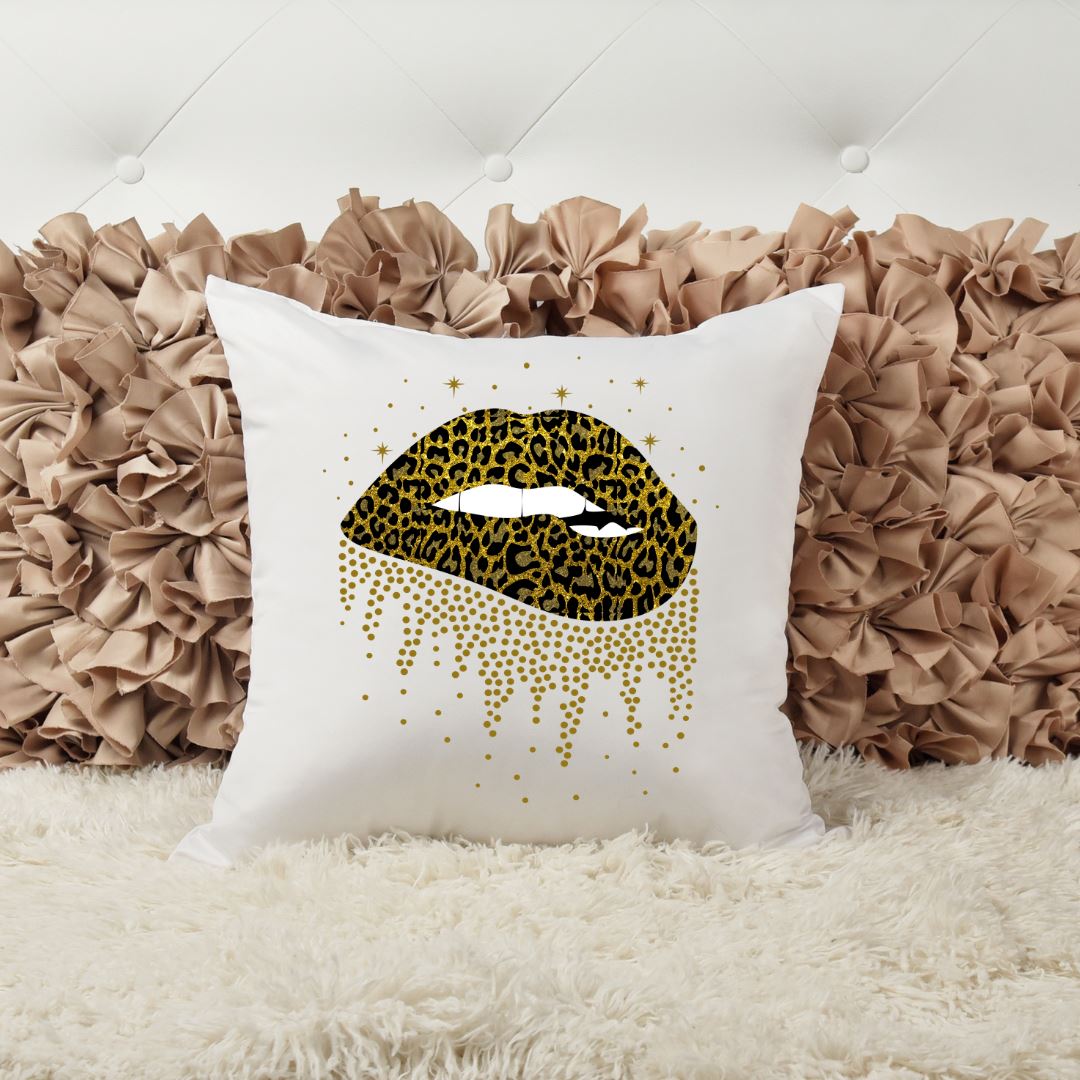 LEOPARD GOLD LIPS PILLOW Harlow Boutique Official Online Store