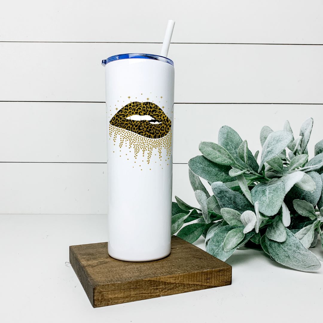 LEOPARD GOLD LIPS TALL TUMBLER Tumblers Harlow Boutique Official Online Store