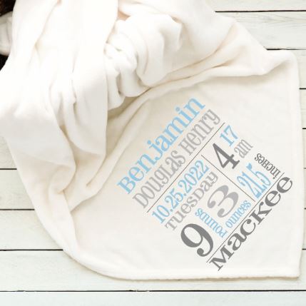 Baby Boy Blue Birth Stat Baby Blanket Blankets Harlow Boutique Official Online Store