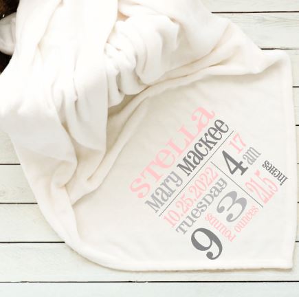 Baby Girl Pink Birth Stat Baby Blanket Blankets Harlow Boutique Official Online Store