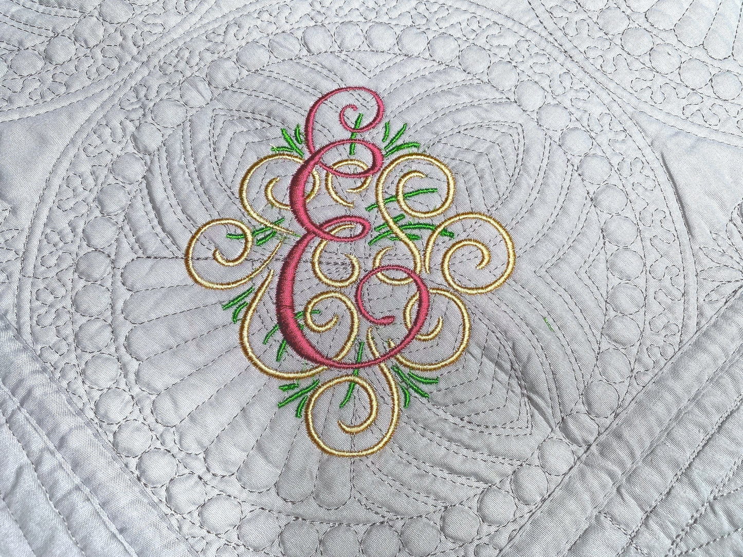 Embroidered Monogram Swirls Quilt Blanket Harlow Baby Boutique