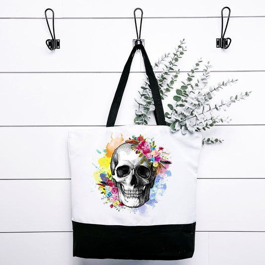 Watercolor Skull Tote Bag Harlow Boutique Official Online Store 