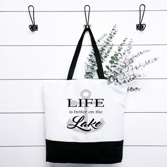 Life Is Better on the Lake Tote Bag Harlow Boutique Official Online Store 