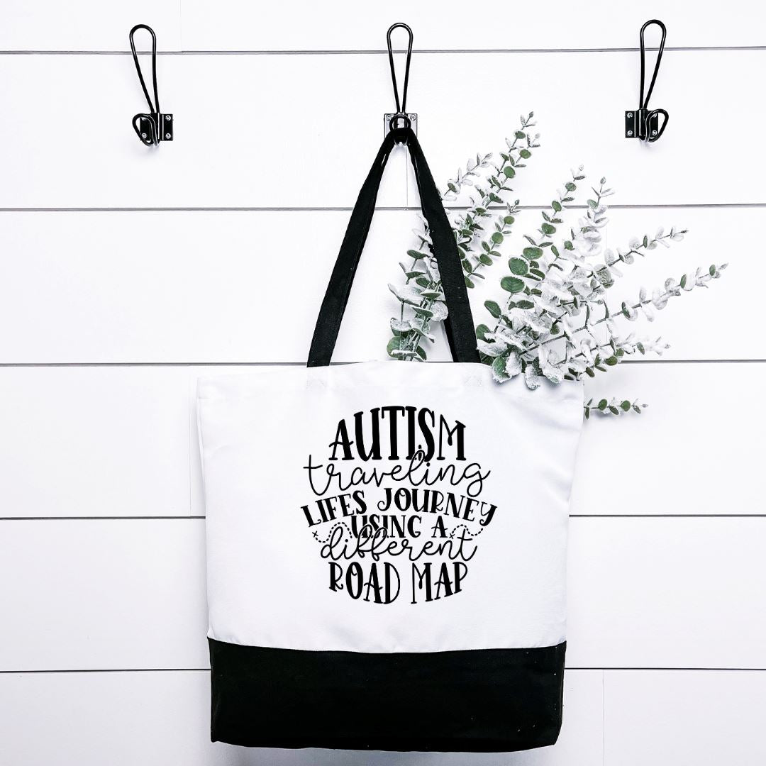 Autism Traveling Life's Journey Using A Different Road Map Tote Bag Harlow Boutique Official Online Store 