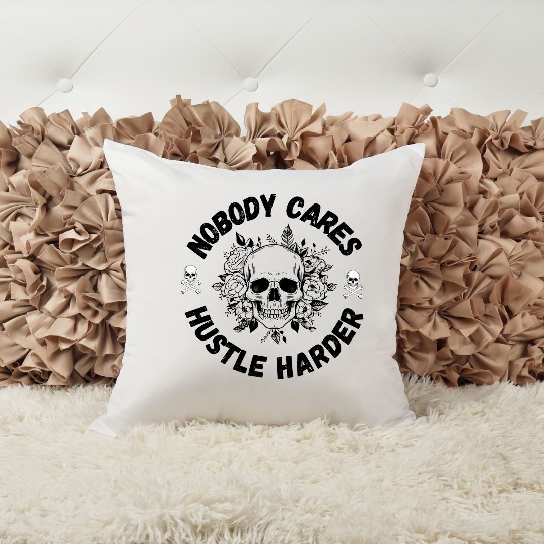 NOBODY CARES HUSTLE HARDER PILLOW Pillow Harlow Boutique Official Online Store 