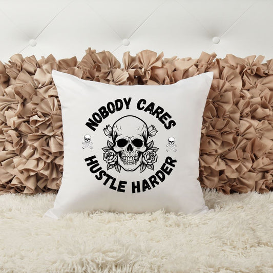 NOBODY CARES HUSTLE HARDER PILLOW Pillow Harlow Boutique Official Online Store 