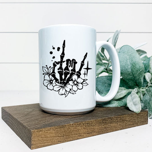 ROCK ON SKELETON HAND FLOWER MUG Harlow Boutique Official Online Store 