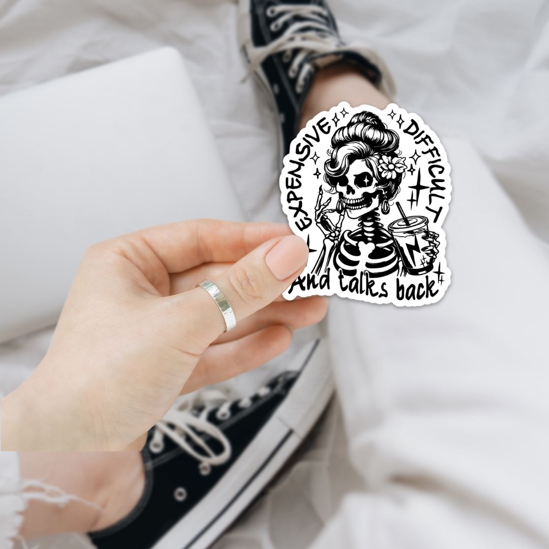 Expensive Difficult And Talks Back Sticker Sticker Harlow Boutique Official Online Store 2.5" x 3" 