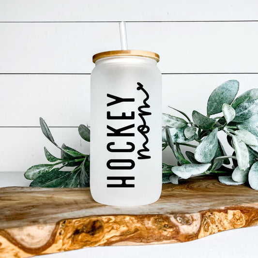 HOCKEY MOM FROSTED GLASS JAR TUMBLER Harlow Boutique Official Online Store 