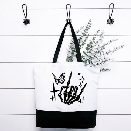 Rock On Skeleton Hand Tote Bag Harlow Boutique Official Online Store 