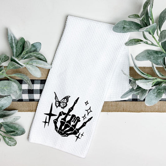 ROCK ON SKELETON HAND TEA TOWEL Tea Towel Harlow Boutique Official Online Store 