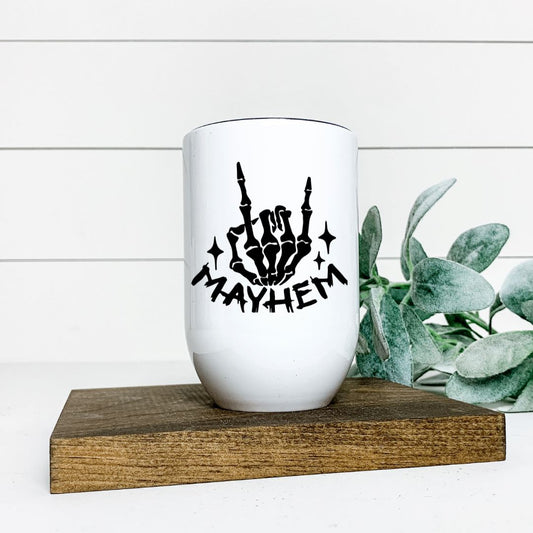 MAYHEM ROCK ON SKELETON HAND WINE TUMBLER Harlow Boutique Official Online Store 