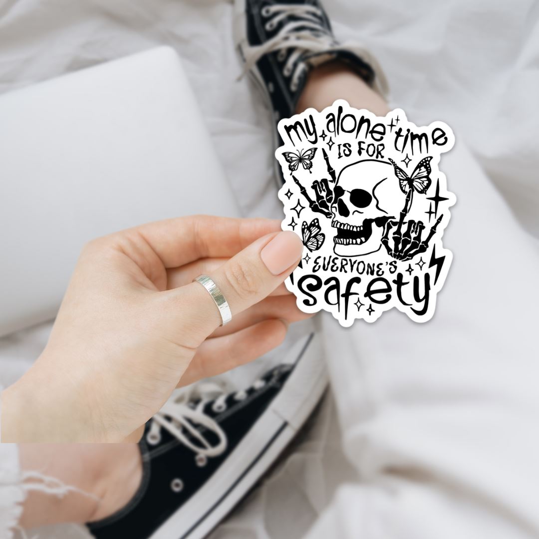 My Alone Time Is For Everyones Safety Sticker Sticker Harlow Boutique Official Online Store 2.35" x 3" 