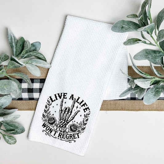 LIVE A LIFE YOU WONT REGRET TEA TOWEL Tea Towel Harlow Boutique Official Online Store 