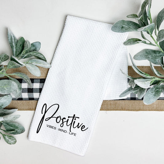 POSITIVE VIBES MIND LIFE TEA TOWEL Tea Towel Harlow Boutique Official Online Store 