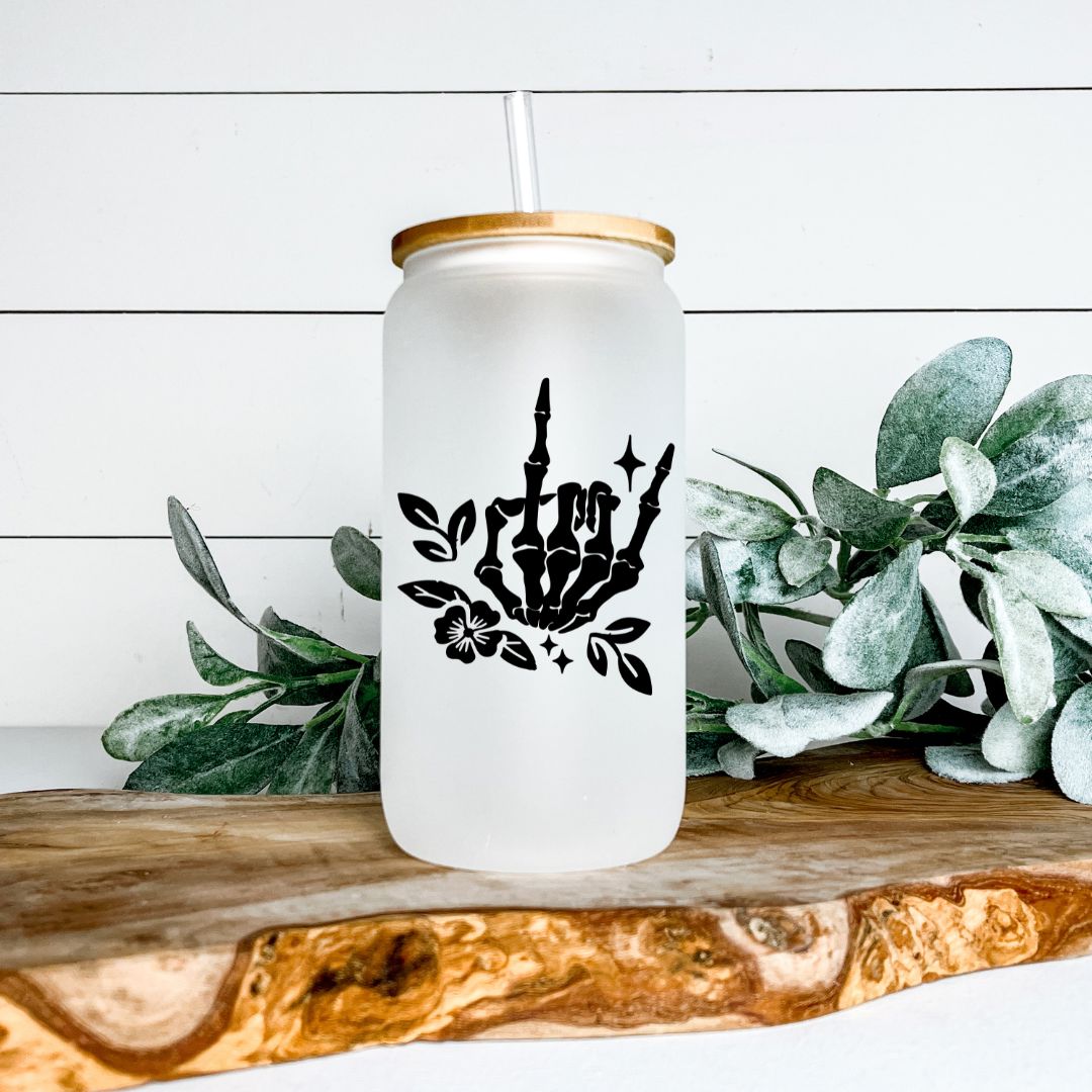 SKELETON HAND FROSTED GLASS JAR TUMBLER Harlow Boutique Official Online Store 