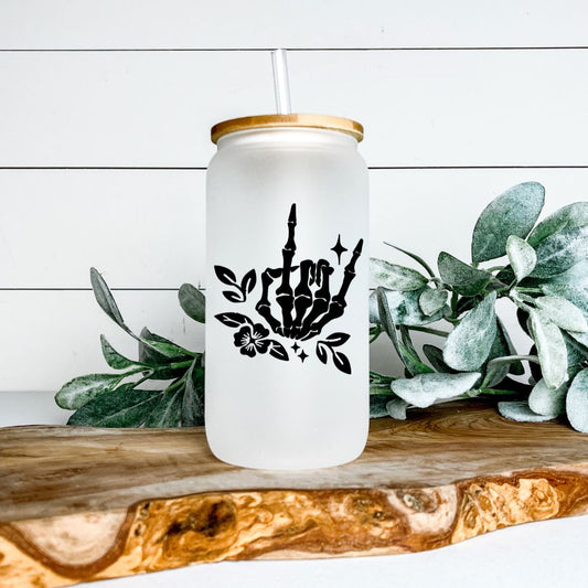 SKELETON HAND FROSTED GLASS JAR TUMBLER Harlow Boutique Official Online Store 