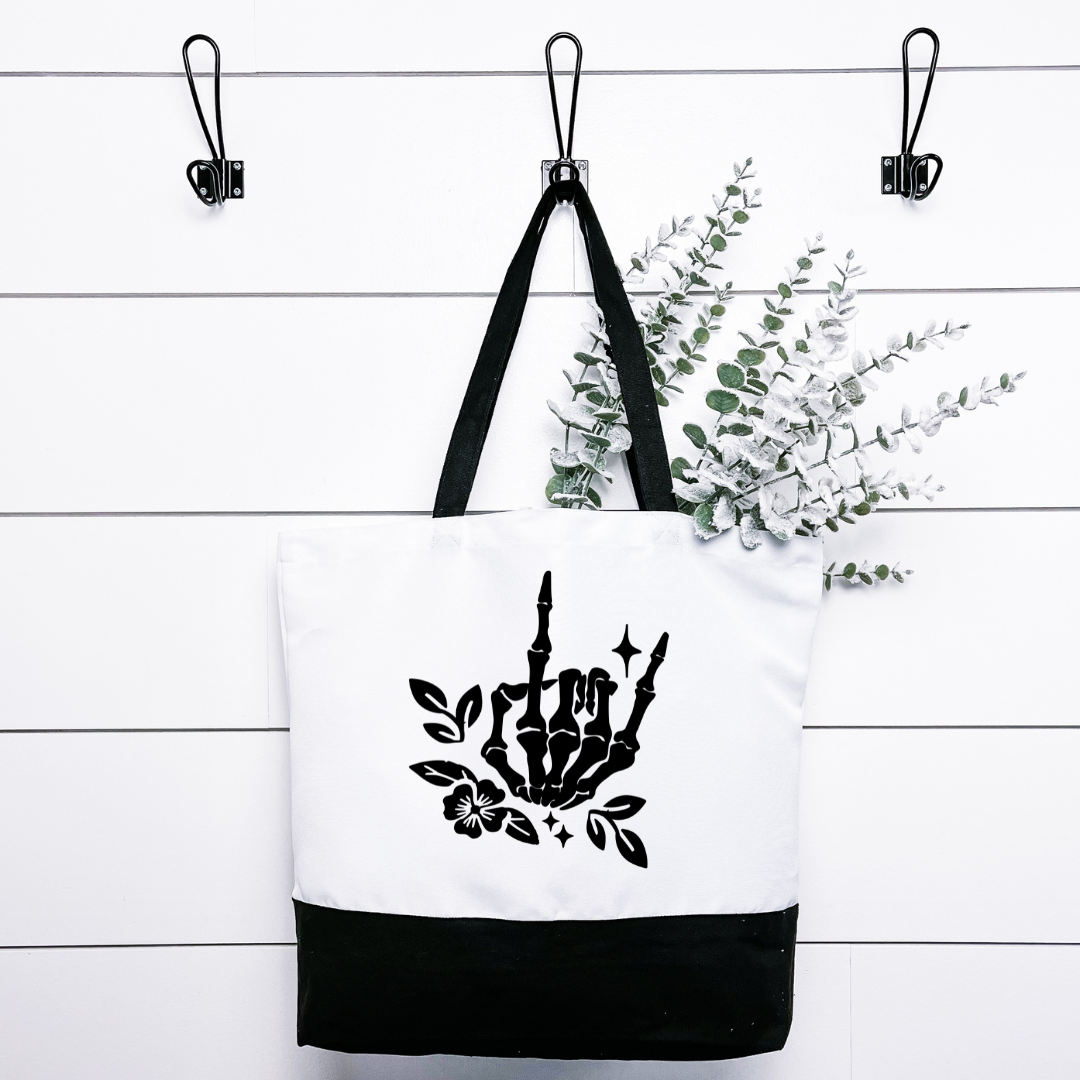 Skeleton Hand Tote Bag