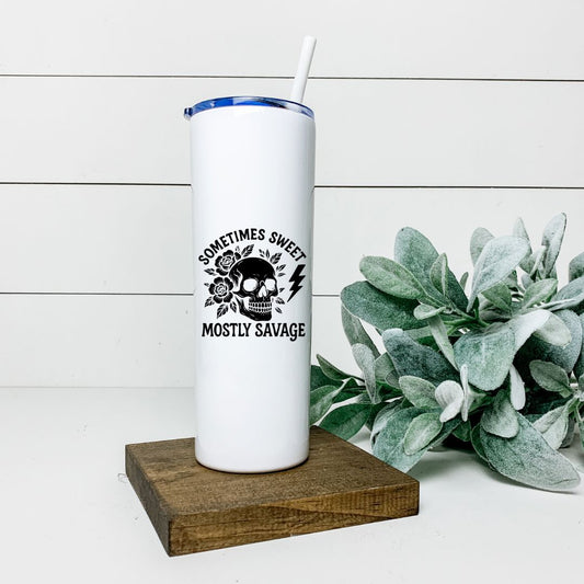SOMETIMES SWEET MOSTLY SAVAGE TALL TUMBLER Tumblers Harlow Boutique Official Online Store 