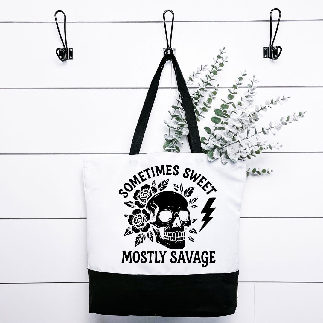 Sometimes Sweet Mostly Savage Tote Bag Harlow Boutique Official Online Store 