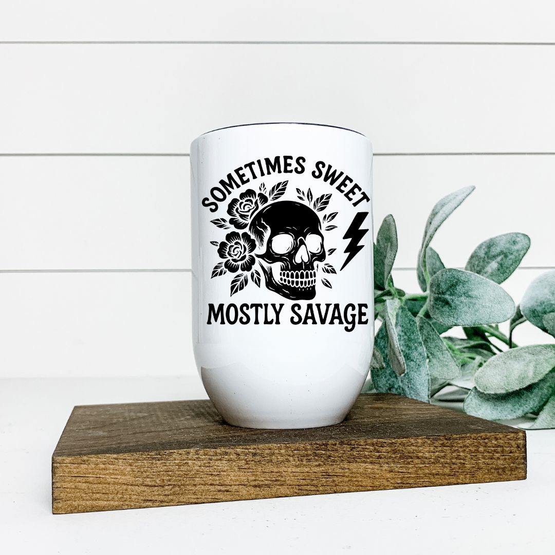 SOMETIMES SWEET MOSTLY SAVAGE WINE TUMBLER Harlow Boutique Official Online Store 