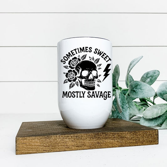 SOMETIMES SWEET MOSTLY SAVAGE WINE TUMBLER Harlow Boutique Official Online Store 